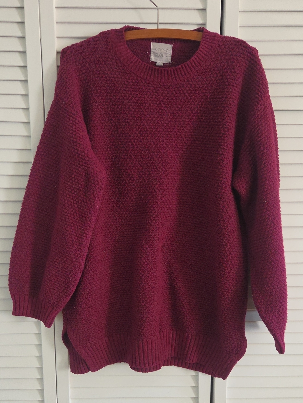 Cozy Crewneck Sweater in Deep Berry